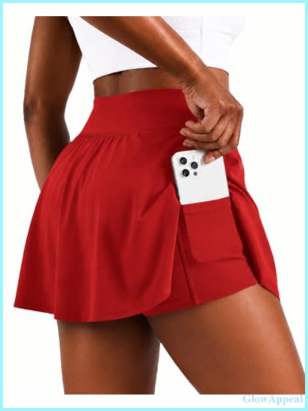 High Waisted Side Slit Tennis Skort with Pockets A-Line Athletic Mini Skirt